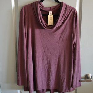 Burgundy Cowl Neck Long Sleeve Top